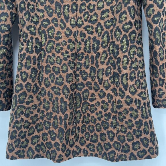 Dolce Cabo Leopard Print Long Coat – Brown/Gold – Size S - Picture 8 of 14
